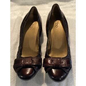 ME TOO Womens Windy2 M204451 Kitten Heel Maroon Patent Slip On Ballet Shoes 10M